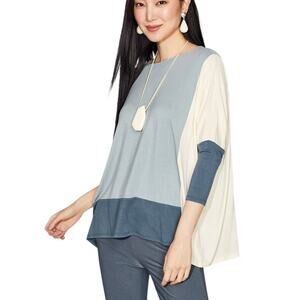NWT Wynne Layers Unstructured Colorblock Blouse Sea Mist Combo Size 2X Draping.
